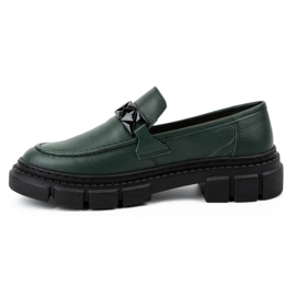 WASAK Chaussures à enfiler en cuir pour femmes 706X vertes à semelle épaisse 1