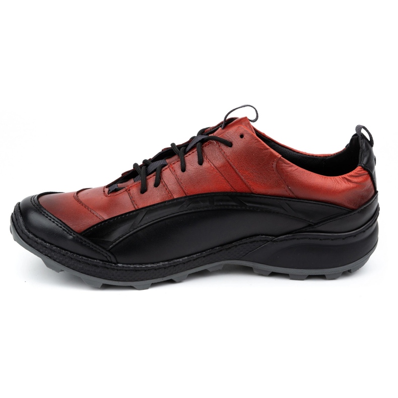 Olivier Chaussures de trekking en cuir pour hommes 405KZ, noires et rouges 1