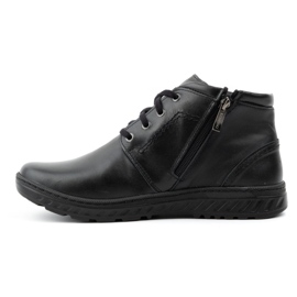 KOMODO Bottines larges à lacets en cuir pour homme, hiver, 926K Noir 1