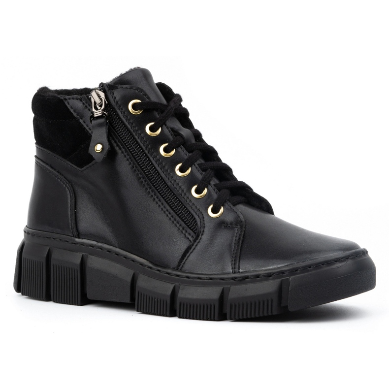 Olivier Bottes d'hiver isolées en cuir pour femme 1180 noir le noir 1