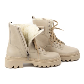 Olivier Bottes d'hiver isolées en cuir pour femme 1186, beige 1 Olivier Bottes d'hiver isolées en cuir pour femme 1186, beige 1