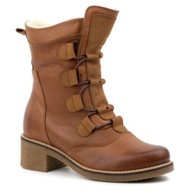 Olivier Bottines élégantes en cuir pour femmes doublées de laine marron 317BB brun 1