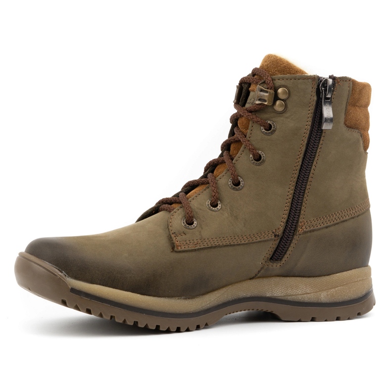 Olivier Chaussures de trekking en cuir à lacets pour femme, hiver 360BB, olive vert 1