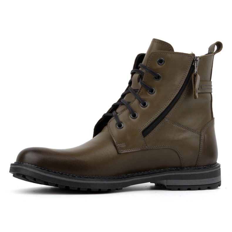 Kampol Bottes d'hiver en cuir pour hommes 155KAM vert 1