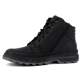 Bottines d'hiver à lacets en cuir pour hommes WASAK 0220 noir 1
