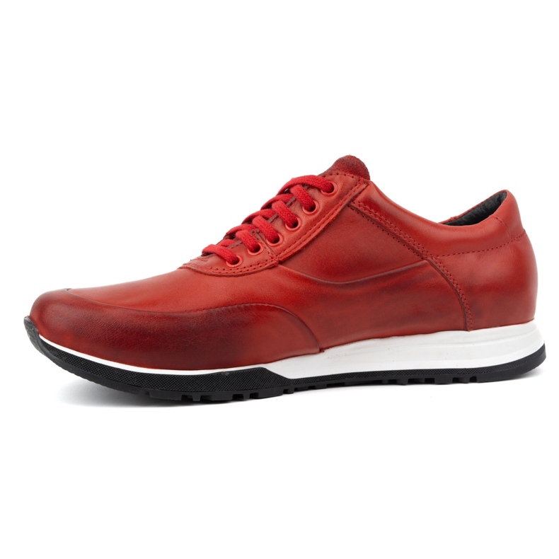Olivier Chaussures de sport décontractées en cuir pour hommes 902KNT rouge 1