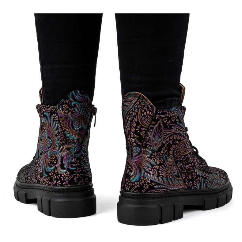 Olivier Bottines hautes à lacets en cuir pour femme, imprimé 1227, noir multicolore 2 Olivier Bottines hautes à lacets en cuir pour femme, imprimé 1227, noir multicolore 2