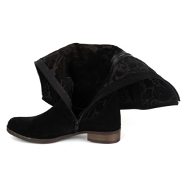 Olivier Bottines femme en daim en cuir naturel avec fleurs Emma en relief, noir le noir 6