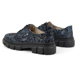 Olivier Chaussures femme en cuir à semelle épaisse, fleurs 1134, bleues multicolore 9
