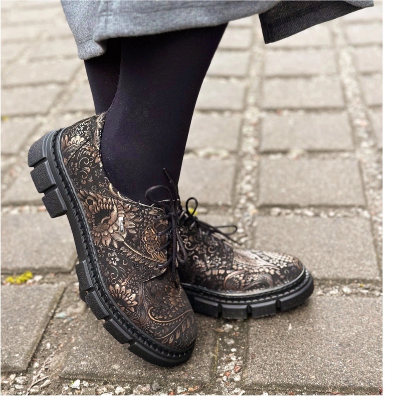 Olivier Chaussures en cuir pour femmes à semelle épaisse, fleurs, 1 134 PLN multicolore 2