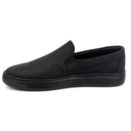 Chaussures à enfiler pour hommes en cuir naturel POLBUT 2124 noir 1