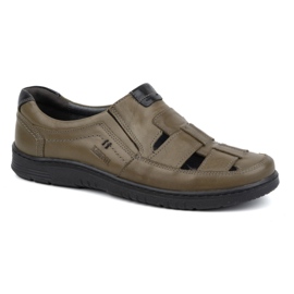 Kampol Chaussures décontractées en cuir pour hommes 86KAM vertes 1