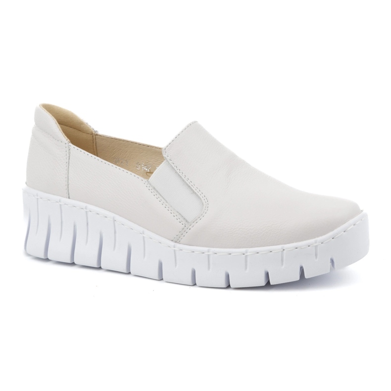 WASAK Chaussures en cuir pour femmes, escarpins à enfiler 0721W, blanc blanche 1