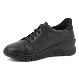 WASAK Chaussures femme, baskets à lacets en cuir avec fermeture éclair 0703W, noir le noir 2