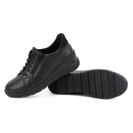WASAK Chaussures femme, baskets à lacets en cuir avec fermeture éclair 0703W, noir le noir 5