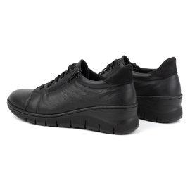 WASAK Chaussures femme, baskets à lacets en cuir avec fermeture éclair 0703W, noir le noir 6