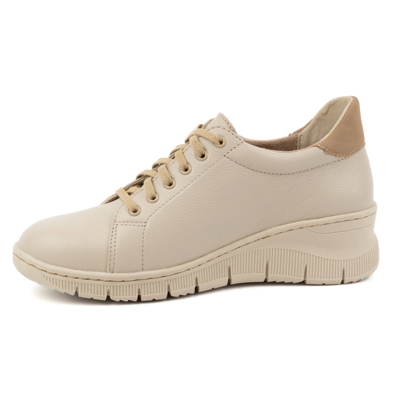 WASAK Chaussures femme, baskets à lacets en cuir avec fermeture éclair 0703W, beige 1 WASAK Chaussures femme, baskets à lacets en cuir avec fermeture éclair 0703W, beige 1