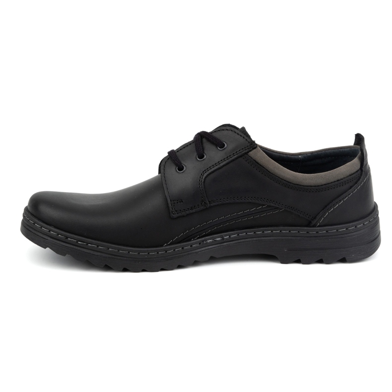 Olivier Chaussures décontractées à lacets en cuir pour hommes 309GT, noires le noir 1