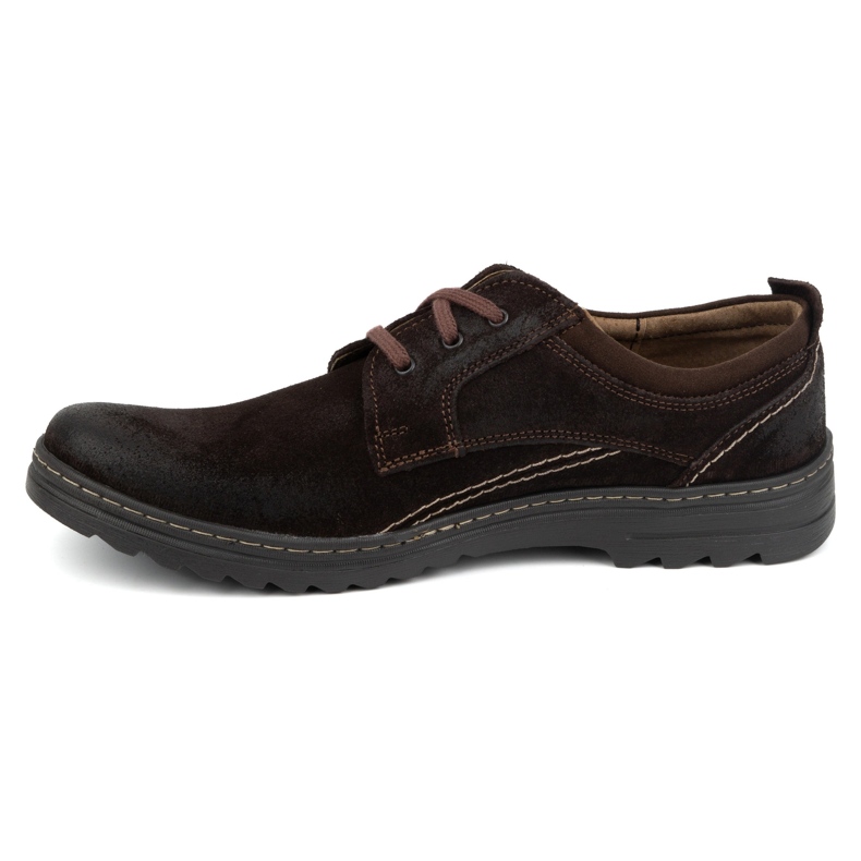 Olivier Chaussures à lacets décontractées en cuir pour hommes, daim 309GT, marron brun 1