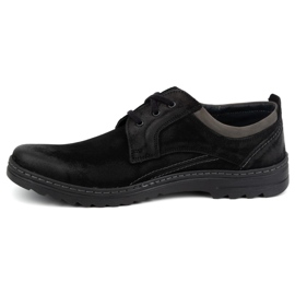 Olivier Chaussures à lacets décontractées en cuir pour hommes, daim 309GT, noir 1
