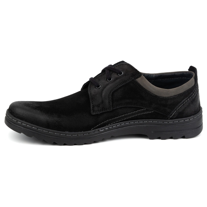 Olivier Chaussures à lacets décontractées en cuir pour hommes, daim 309GT, noir le noir 1