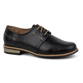 WASAK Chaussures à lacets en cuir pour femmes 0393W, noires le noir 1