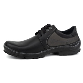 Olivier Chaussures décontractées à lacets en cuir pour hommes 307GT, noires le noir 1