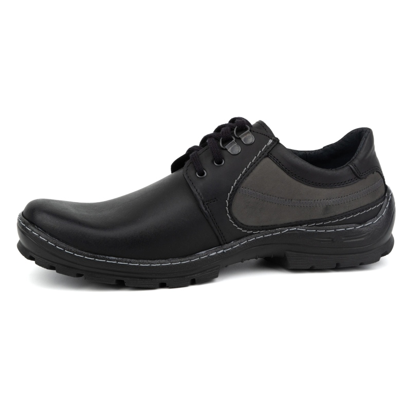Olivier Chaussures décontractées à lacets en cuir pour hommes 307GT, noires 1
