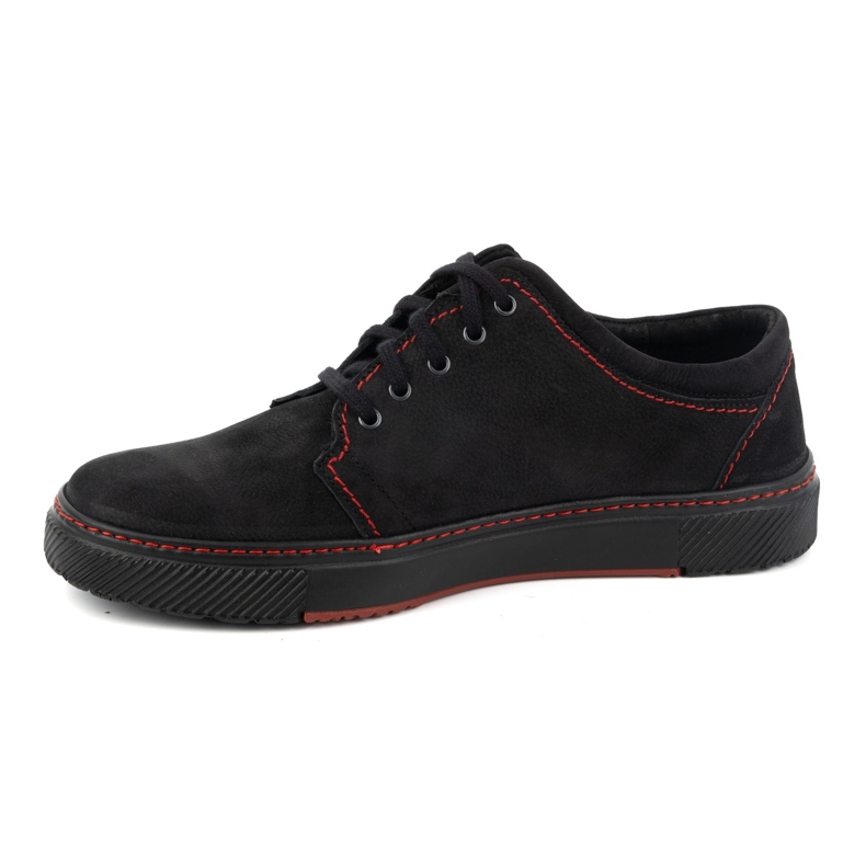 Joker Chaussures décontractées en cuir pour hommes 894J, noires et rouges le noir 1