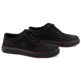 Joker Chaussures décontractées en cuir pour hommes 894J, noires et rouges le noir 2