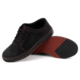 Joker Chaussures décontractées en cuir pour hommes 894J, noires et rouges le noir 3