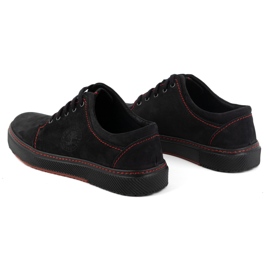 Joker Chaussures décontractées en cuir pour hommes 894J, noires et rouges le noir 4