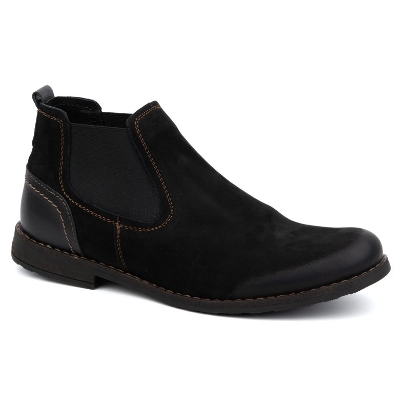 Olivier Bottines Chelsea à enfiler en cuir pour homme 925MA Sw, noir 1