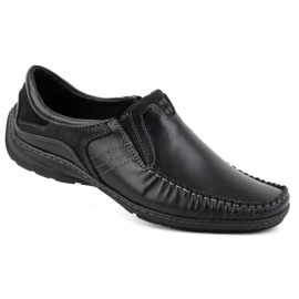 KOMODO Chaussures homme, mocassins en cuir 627K, noir 1