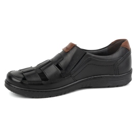 Kampol Chaussures décontractées en cuir pour hommes 86KAM, noires 1