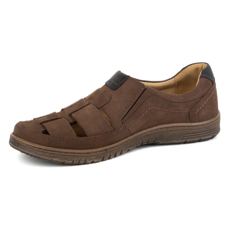 Kampol Chaussures décontractées en cuir pour hommes 86KAM nubuck marron brun 1 Kampol Chaussures décontractées en cuir pour hommes 86KAM nubuck marron brun 1