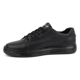 Baskets en cuir pour hommes POLBUT 2127 noir 1