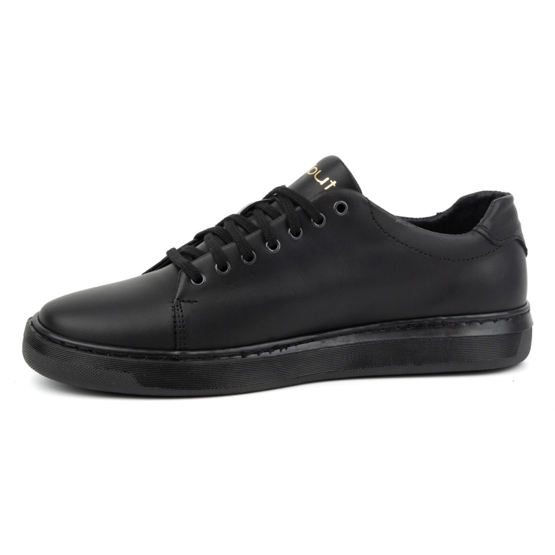 Baskets en cuir pour hommes POLBUT 2127 noir le noir 1