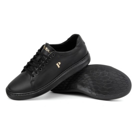 Baskets en cuir pour hommes POLBUT 2127 noir le noir 4