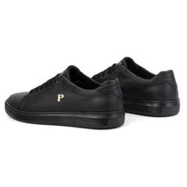 Baskets en cuir pour hommes POLBUT 2127 noir le noir 5