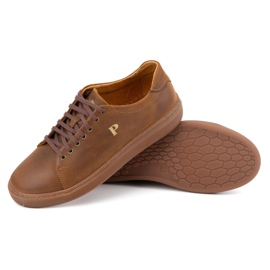 Baskets homme en cuir POLBUT 2127 camel brun 3