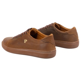Baskets homme en cuir POLBUT 2127 camel brun 4