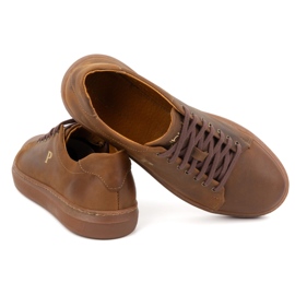 Baskets homme en cuir POLBUT 2127 camel brun 6