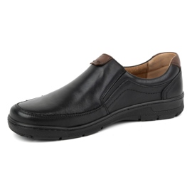 Kampol Chaussures à enfiler décontractées en cuir pour hommes 58KAM, noir 1