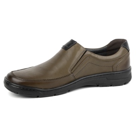 Kampol Chaussures à enfiler décontractées en cuir pour hommes 58KAM olive vert 1 Kampol Chaussures à enfiler décontractées en cuir pour hommes 58KAM olive vert 1