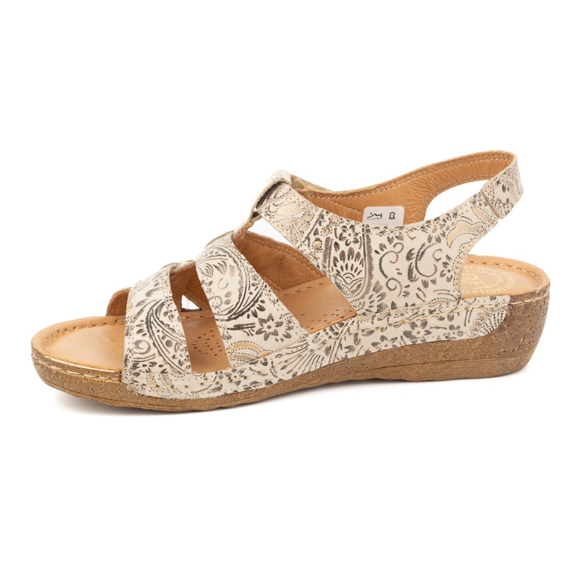 Olivier Sandales pour femmes avec velcro, modèle 0853, marron à motif floral brun 1