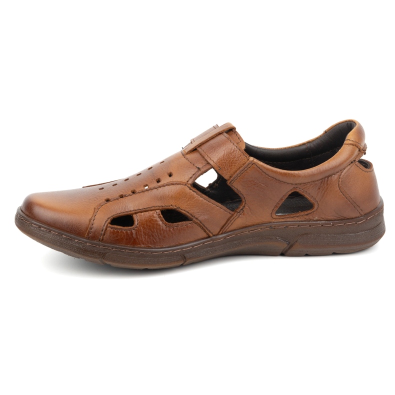 Olivier Chaussures à enfiler en cuir pour hommes, aérées, avec velcro, 312KZ, marron brun 1