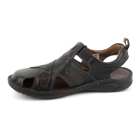 KOMODO Sandales en cuir pour hommes avec velcro 523K, noires le noir 1 KOMODO Sandales en cuir pour hommes avec velcro 523K, noires le noir 1