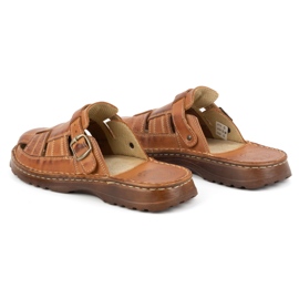 Olivier Tongs classiques en cuir pour hommes 0036 marron brun 3