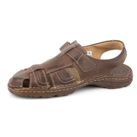 Olivier Sandales classiques en cuir pour hommes avec velcro 0051 marron brun 1 Olivier Sandales classiques en cuir pour hommes avec velcro 0051 marron brun 1